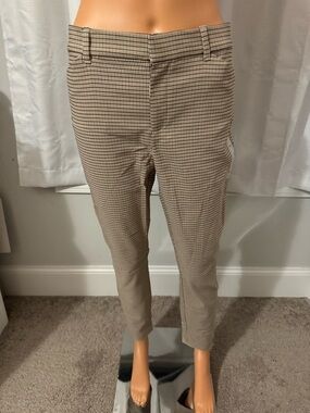 Great Gap size 10 brown tan plaid skinny ankle pants pockets stretch new